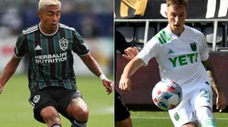 Julian Araujo of Los Angeles Galaxy (left) and Zan Kolmanic of Austin FC (right). (Getty)