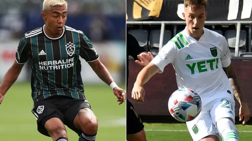 Julian Araujo of Los Angeles Galaxy (left) and Zan Kolmanic of Austin FC (right). (Getty)