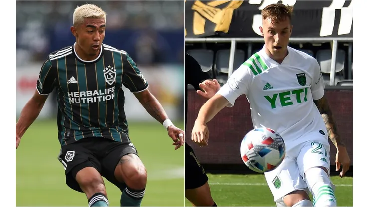 Julian Araujo of Los Angeles Galaxy (left) and Zan Kolmanic of Austin FC (right). (Getty)