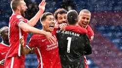 Alisson of Liverpool celebrates with teammates. (Getty).jpg