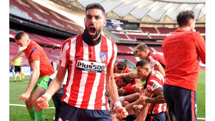 Yannick Ferreira Carrasco of Atletico Madrid celebrates a goal. (Getty)