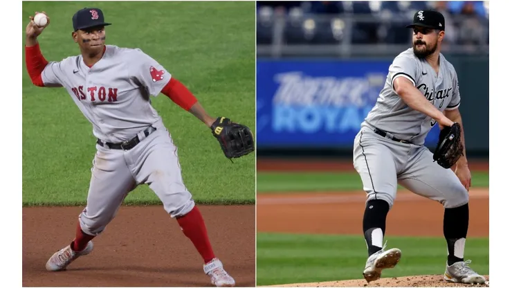 Rafael Devers (left) & Carlos Rodon. (Getty)