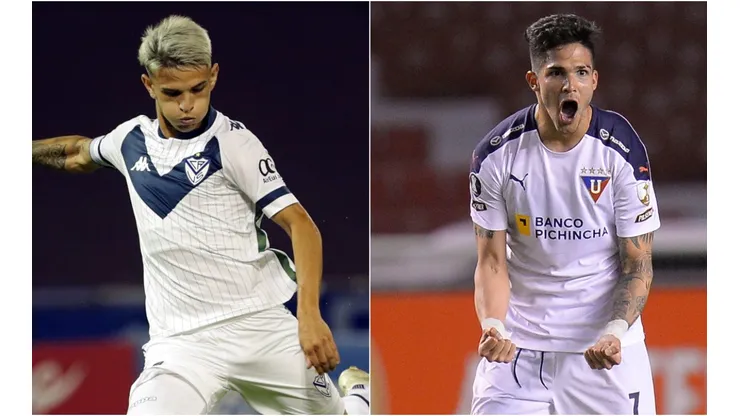 Luca Orellano of Velez Sarsfield (left) and Luis Amarilla of LDU Quito (right). (Getty).jpg