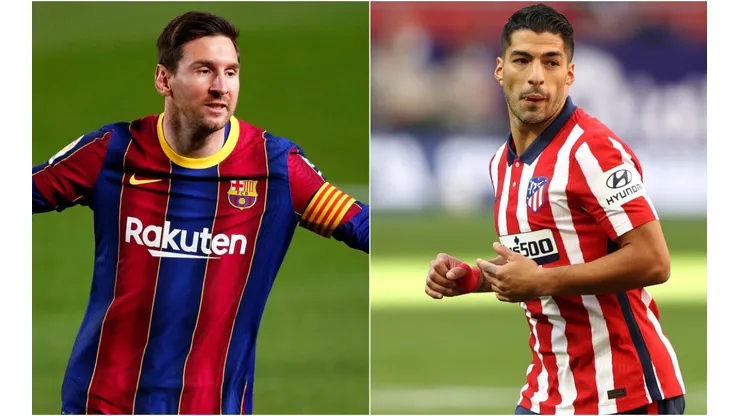 Lionel Messi of Barcelona (left) and Luis Suarez of Atletico Madrid (right). (Getty)