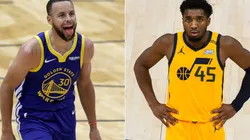 Stephen Curry (left) of the Golden State Warriors and Donovan Mitchell (right) of the Utah Jazz. (Getty)