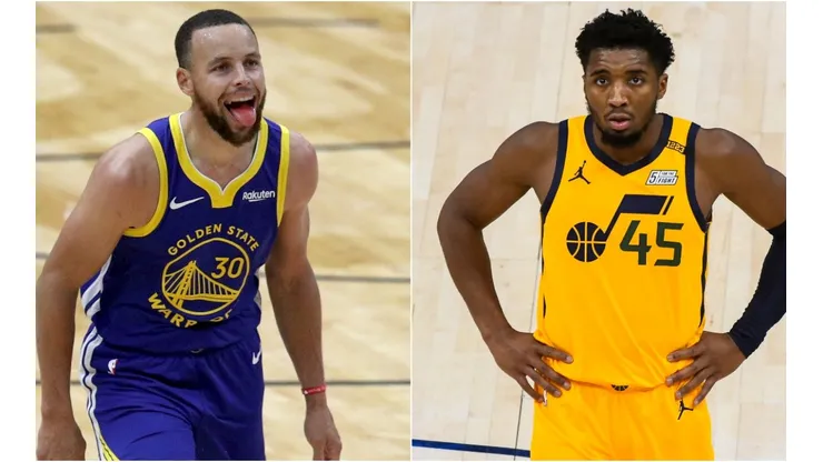 Stephen Curry (left) of the Golden State Warriors and Donovan Mitchell (right) of the Utah Jazz. (Getty)