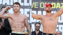 Canelo and Saunders fight in an exciting super-middleweight unification bout (Getty).