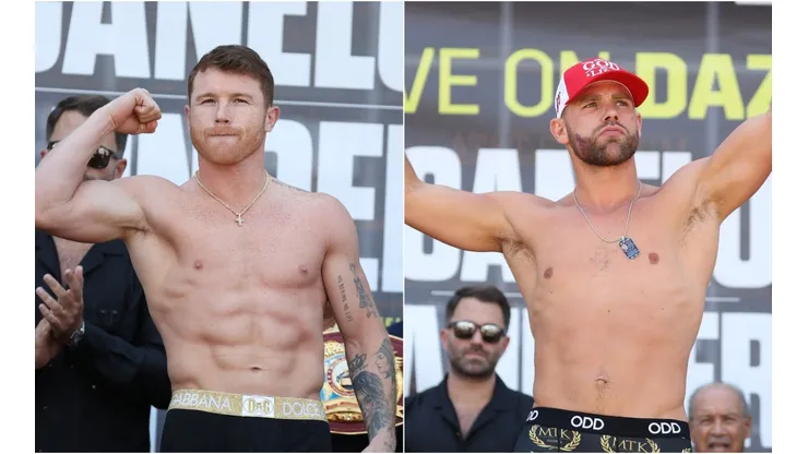 Canelo and Saunders fight in an exciting super-middleweight unification bout (Getty).