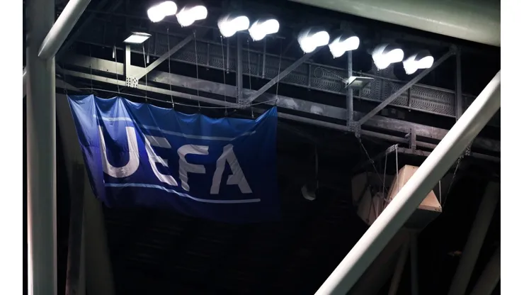 General view of UEFA flag. (Getty)