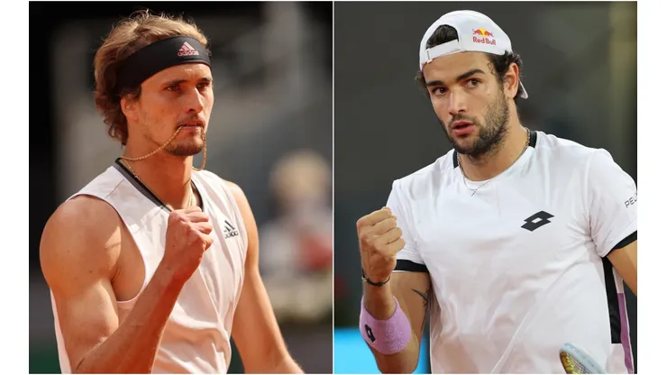 Alexander Zverev of Russia (left) and Matteo Berrettini of Italy (right). (Getty)