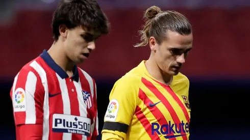Joao Felix of Atletico Madrid (left) and Antoine Griezmann of Barcelona (right). (Getty)