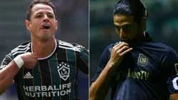 Javier Hernandez (left) of Los Angeles Galaxy and Carlos Vela (right) of LAFC. (Getty)