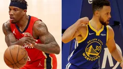 Eric Bledsoe (left) of the New Orleans Pelicans and Stephen Curry (right) of the Golden State Warriors. (Getty)
