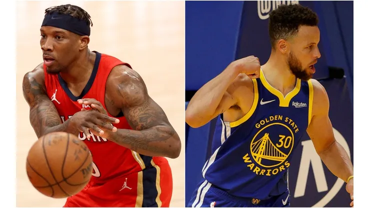 Eric Bledsoe (left) of the New Orleans Pelicans and Stephen Curry (right) of the Golden State Warriors. (Getty)