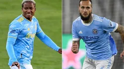Sergio Santos (left) of Philadelphia Union and Maxime Chanot (right) of New York City FC. (Getty)