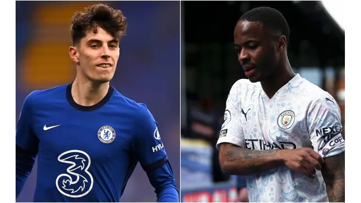 Kai Havertz of Chelsea (left) and Raheem Sterling of Manchester City (right). (Getty)