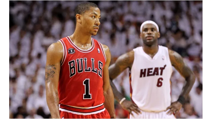 Derrick Rose and LeBron James. (Getty)