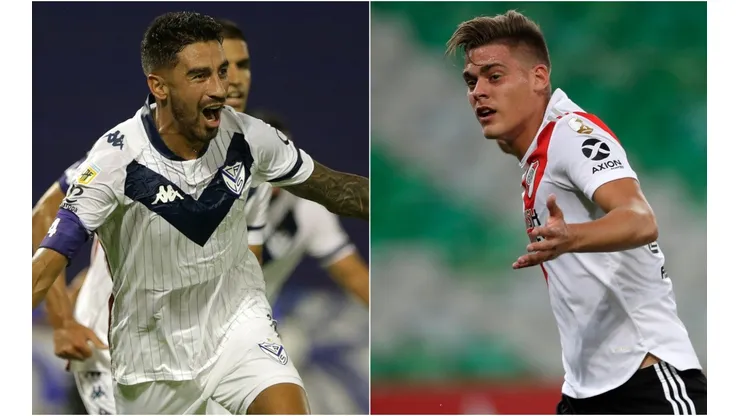 Juan Martin Lucero of Velez Sarsfield (left) and Federico Girotti of River Plate (right). (Getty)