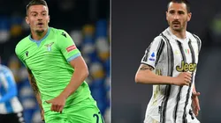 Sergej Milinkovic Savic of Lazio (left) and Leonardo Bonucci of Juventus (right). (Getty)