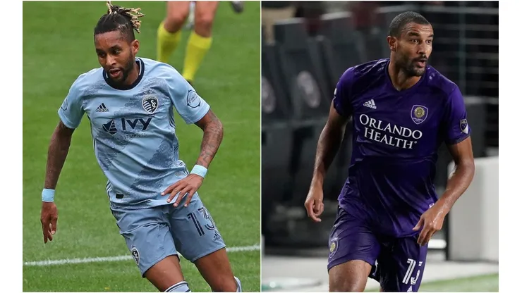 Amadou Dia (left) of Sporting Kansas City and Tesho Akindele (right) of Orlando City. (Getty)