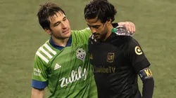 Nicolas Lodeiro (left) of Seattle Sounders and Carlos Vela of Los Angeles FC (right). (Getty)