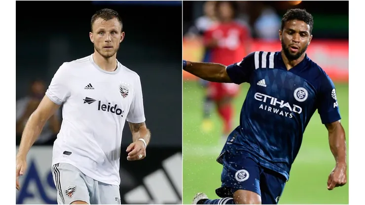 Frederic Brillant (left) of DC United and Ismael Tajouri (right) of New York City. (Getty