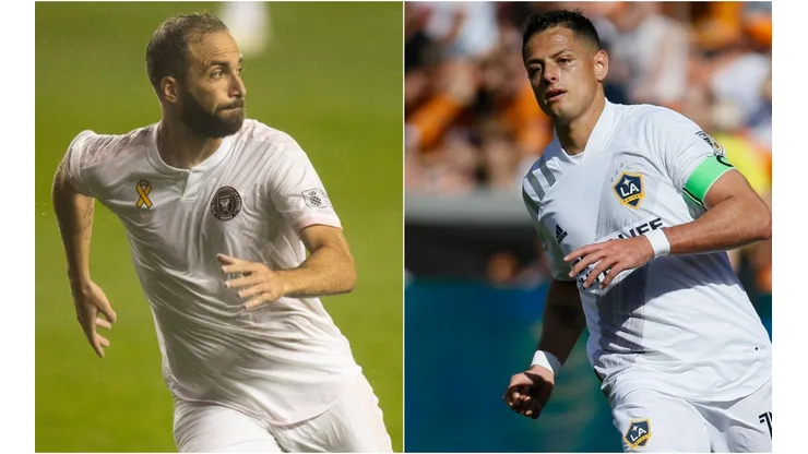 Gonzalo Higuaín of Inter Miami (left) and Javier 'Chicharito' Hernández of LA Galaxy (Getty).