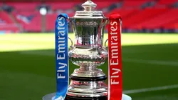 A detailed view of the Emirates FA Cup Trophy. (Getty)