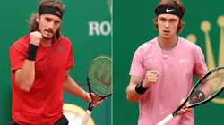 Stefanos Tsitsipas of Greece (left) and Andrey Rublev of Russia (right). (Getty)