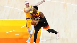 Alex Caruso guarding Donovan Mitchell. (Getty)