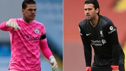 Ederson of Manchester City (left) and Alisson of Liverpool (right).