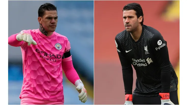 Ederson of Manchester City (left) and Alisson of Liverpool (right).