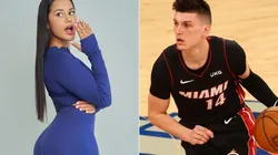 Katya Elise Henry (left) & Tyler Herro. (Getty)
