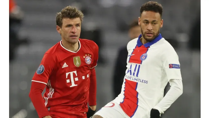 Thomas Müller of Bayern and Neymar of PSG (Getty).
