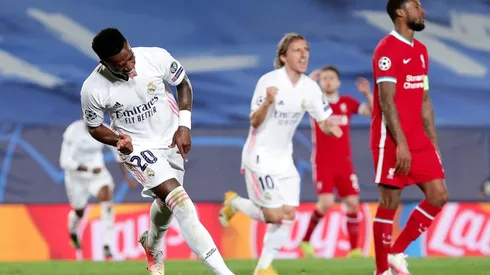 Vinicius Junior scored twice in Real Madrid's win over Liverpool (Getty).