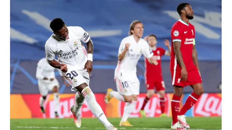 Vinicius Junior scored twice in Real Madrid's win over Liverpool (Getty).