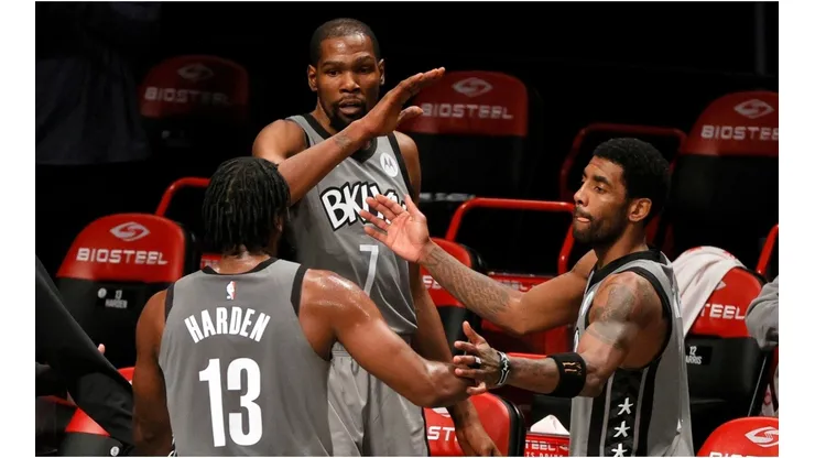 Kyrie Irving, Kevin Durant & James Harden. (Getty)