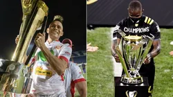 Henry García (left) of Real Estelí and Jonathan Mensah (right) of Columbus Crew.