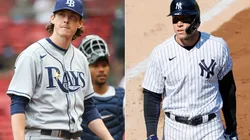 Ryan Yarbrough (left) of the Tampa Bay Rays and Aaron Judge (right) of the New York Yankees.