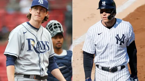 Ryan Yarbrough (left) of the Tampa Bay Rays and Aaron Judge (right) of the New York Yankees.