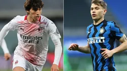 Sandro Tonali of Milan (left) and Nicolo Barella of Inter (right).