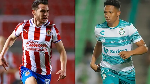Jesús Angulo of Chivas (left) and Andrés Ibargüen of Santos Laguna (Getty).