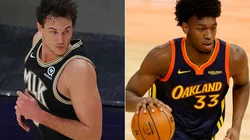 Danilo Gallinari of the Atlanta Hawks (left) and James Wiseman of the Golden State Warriors (right).