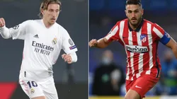 Luka Modric of Real Madrid (left) and Koke of Atletico Madrid (right).