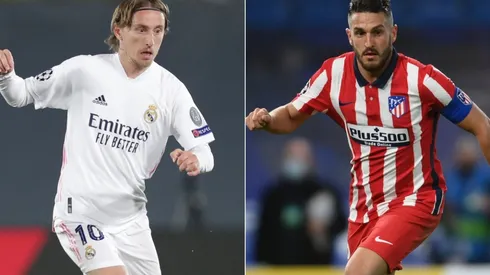 Luka Modric of Real Madrid (left) and Koke of Atletico Madrid (right).