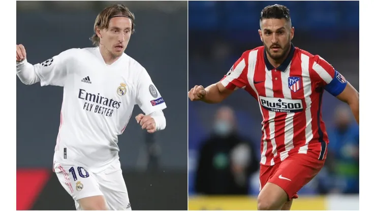 Luka Modric of Real Madrid (left) and Koke of Atletico Madrid (right).