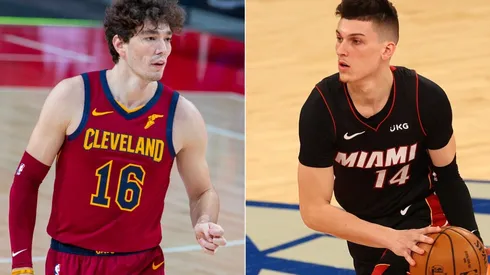Cedi Osman of the Cleveland Cavaliers (left) and Tyler Herro of the Miami Heat (right).
