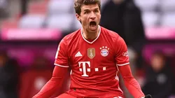 Thomas Muller of Bayern celebrates an assist.