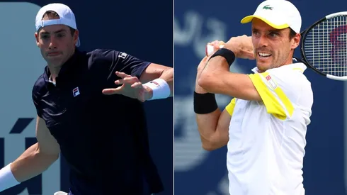 John Isner and Roberto Bautista Agut clash in the Miami Open 2021 (Getty).