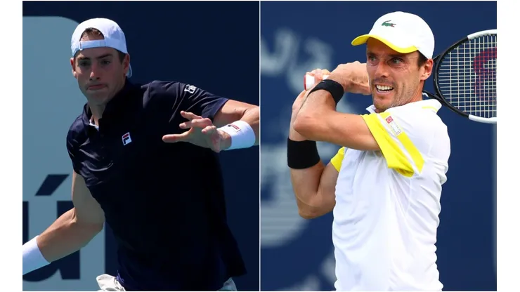 John Isner and Roberto Bautista Agut clash in the Miami Open 2021 (Getty).